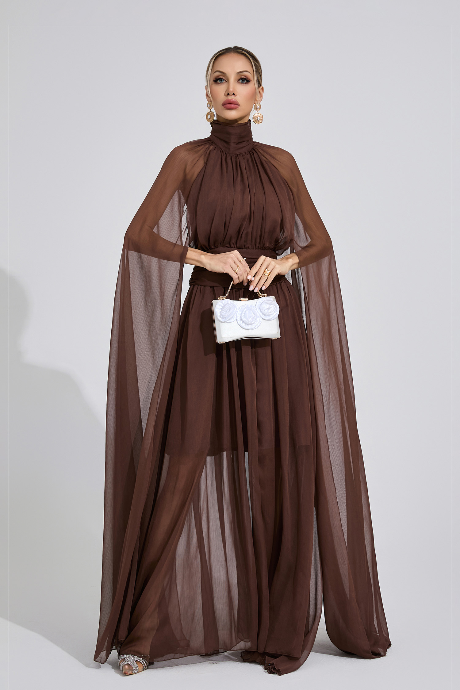 Oasis Brown Royal Maxi Dress