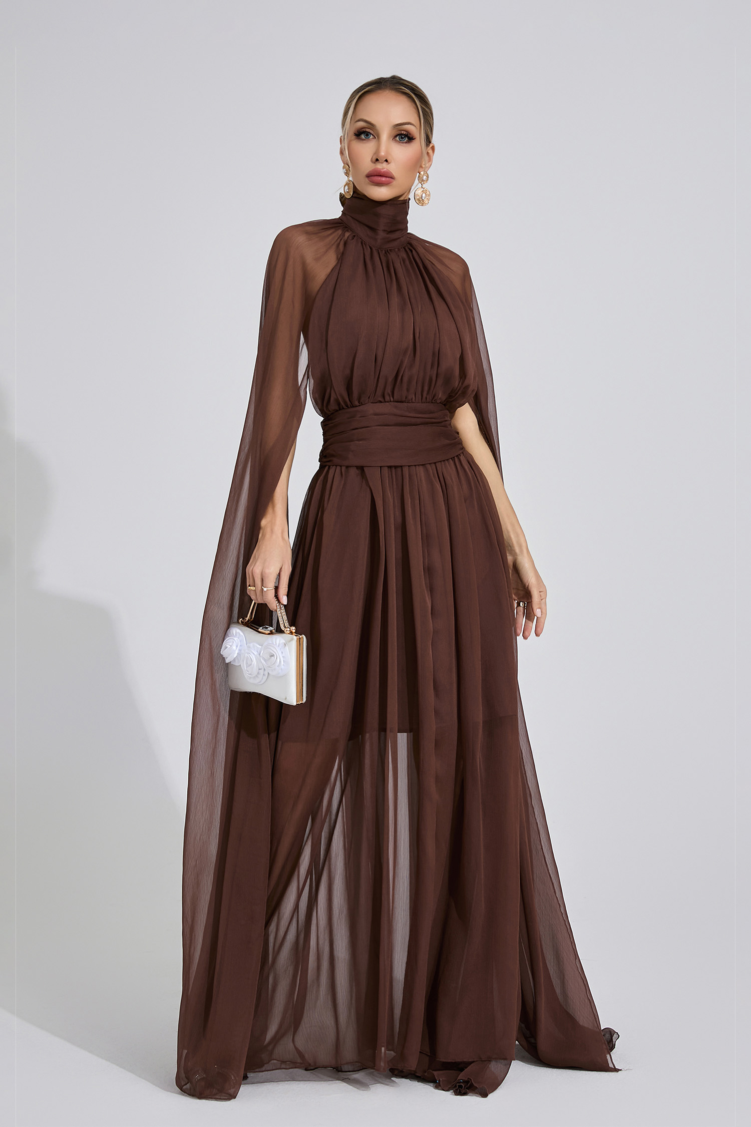 Oasis Brown Royal Maxi Dress