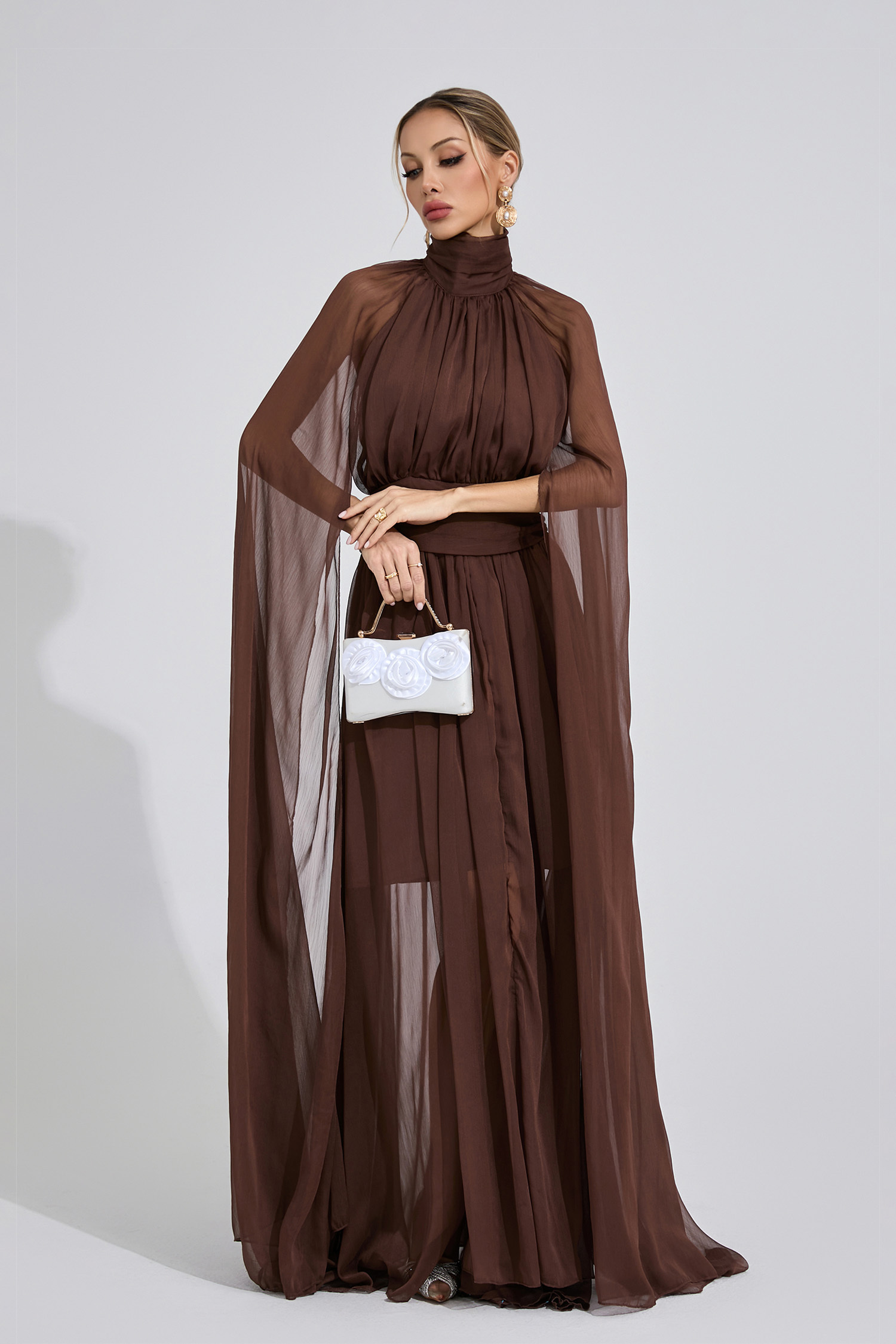 Oasis Brown Royal Maxi Dress