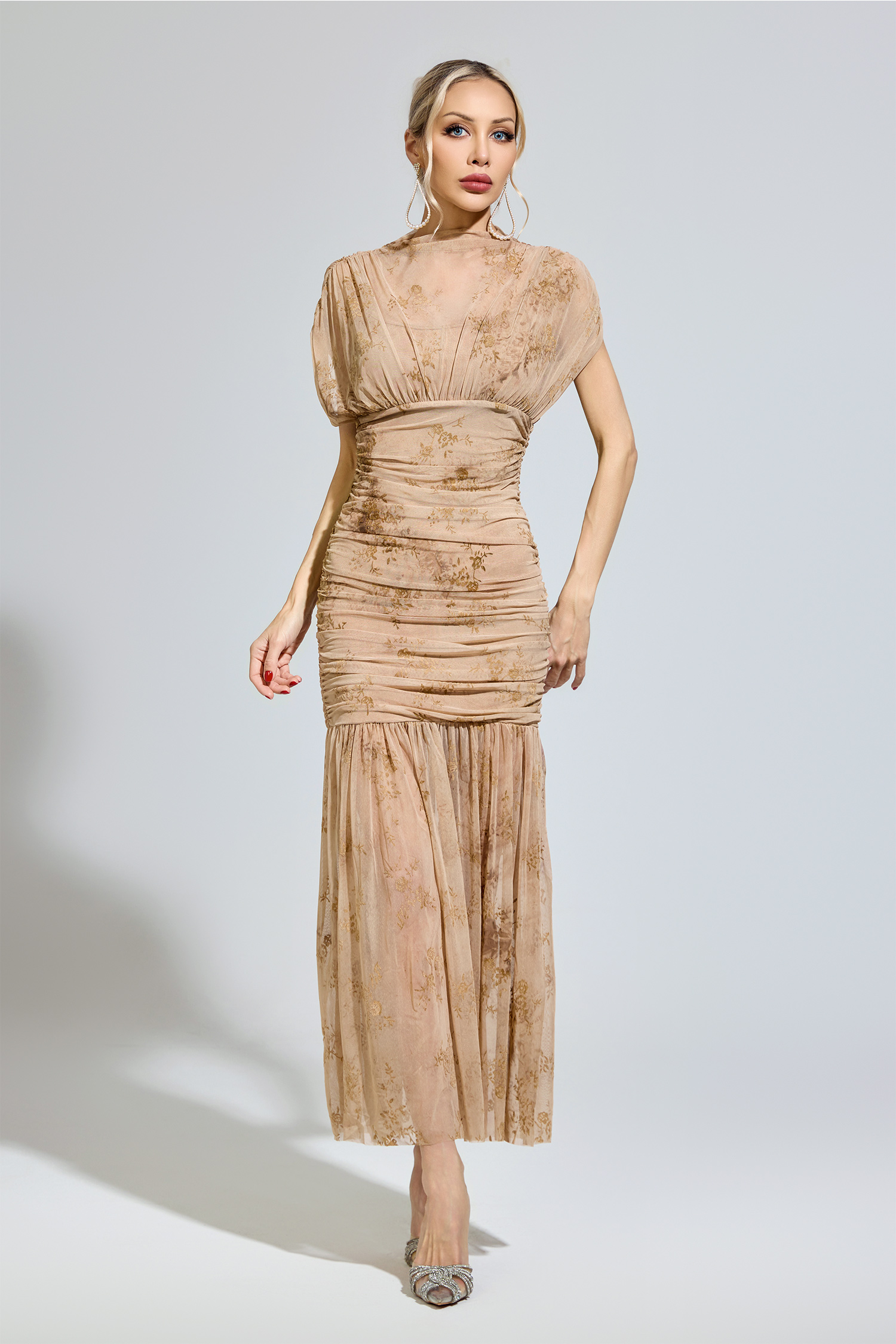 Gudrun Apricot Bodycon Maxi Dress