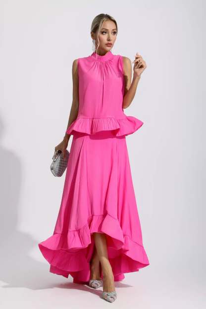 Andrew Pink Sleeveless Ruffle Mermaid Set