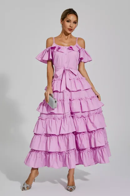 Congreve Purple Tiered Slip Dress