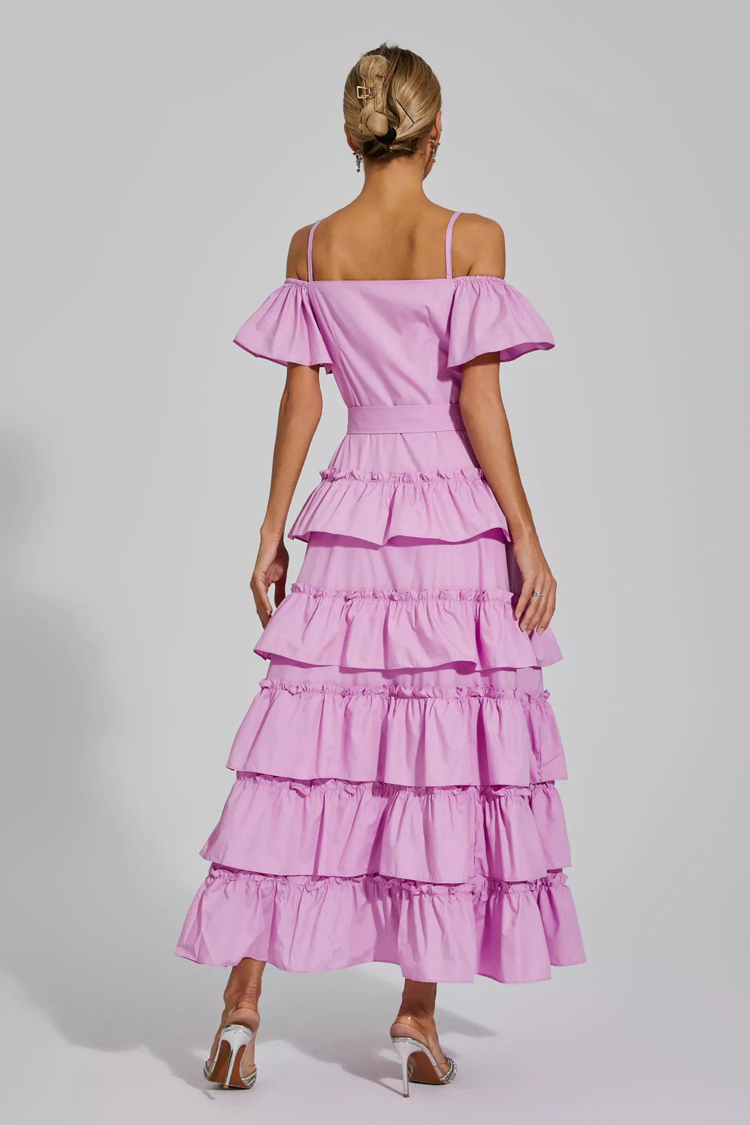 Congreve Purple Tiered Slip Dress