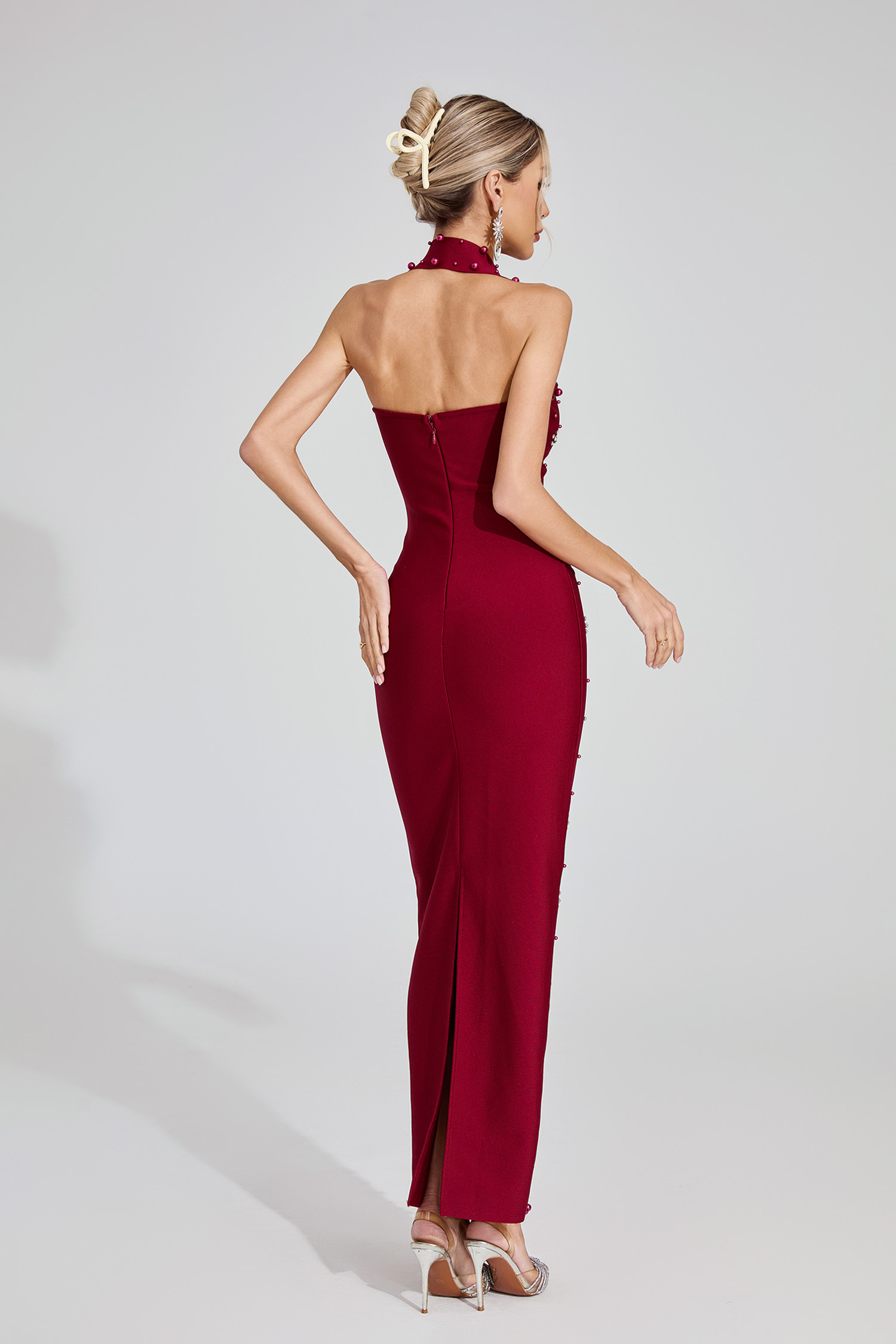 Rae Red Halter Maxi Dress