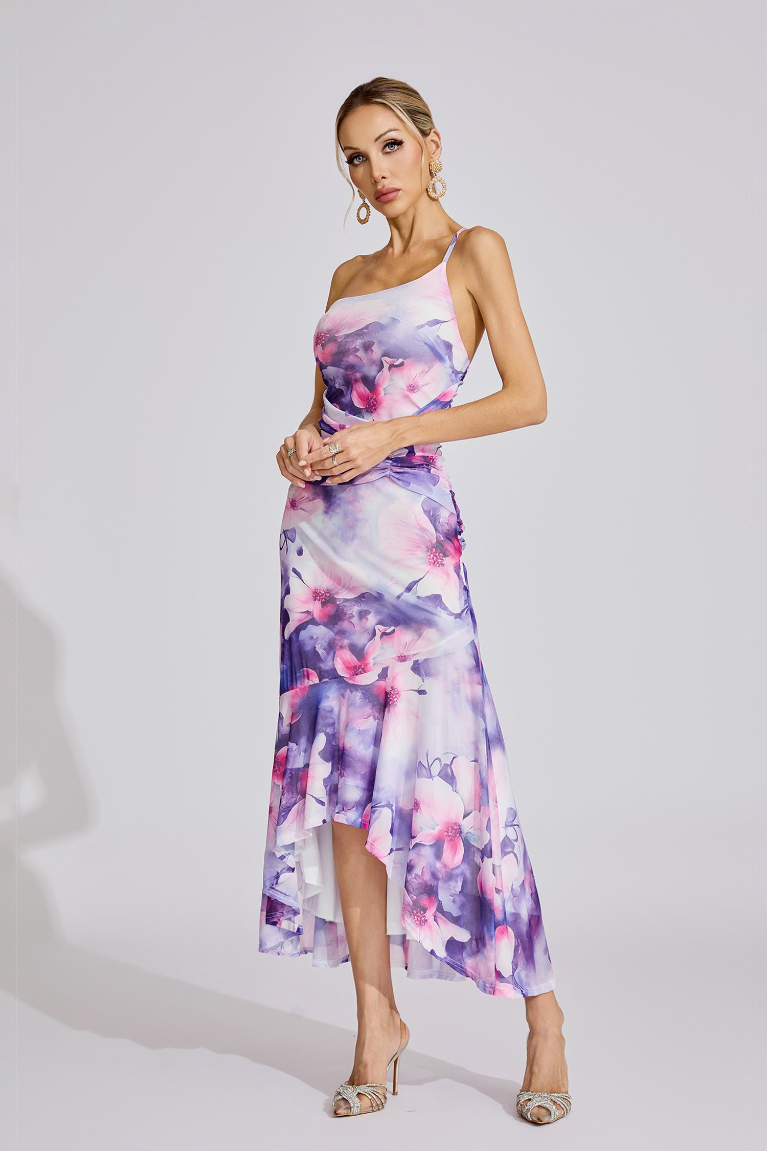 Rue Purple Off-Shoulder Maxi Dress