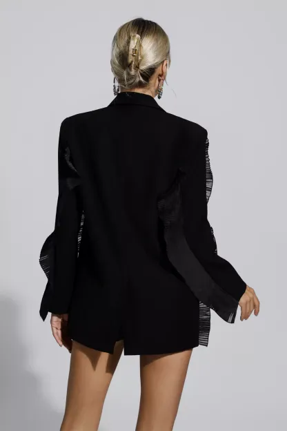 Jeremy Black Ruched Floral Blazer Dress