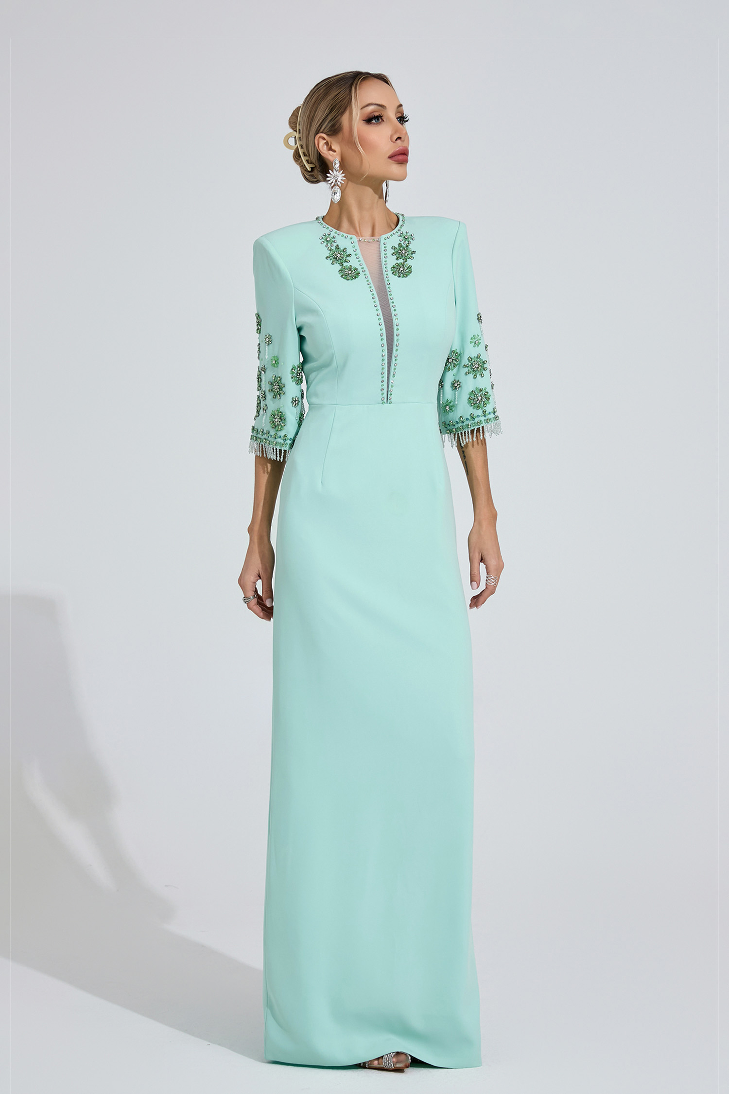 Estuary Mint Green Beaded Maxi Dress