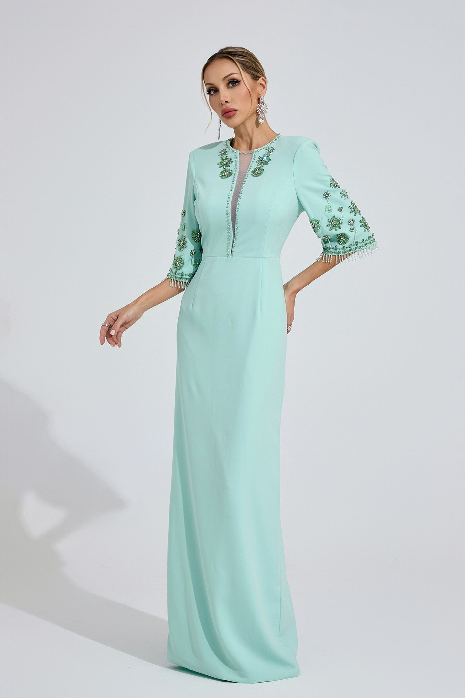 Estuary Mint Green Beaded Maxi Dress