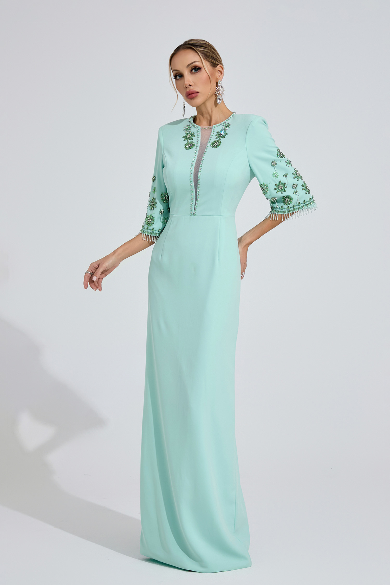 Estuary Mint Green Beaded Maxi Dress
