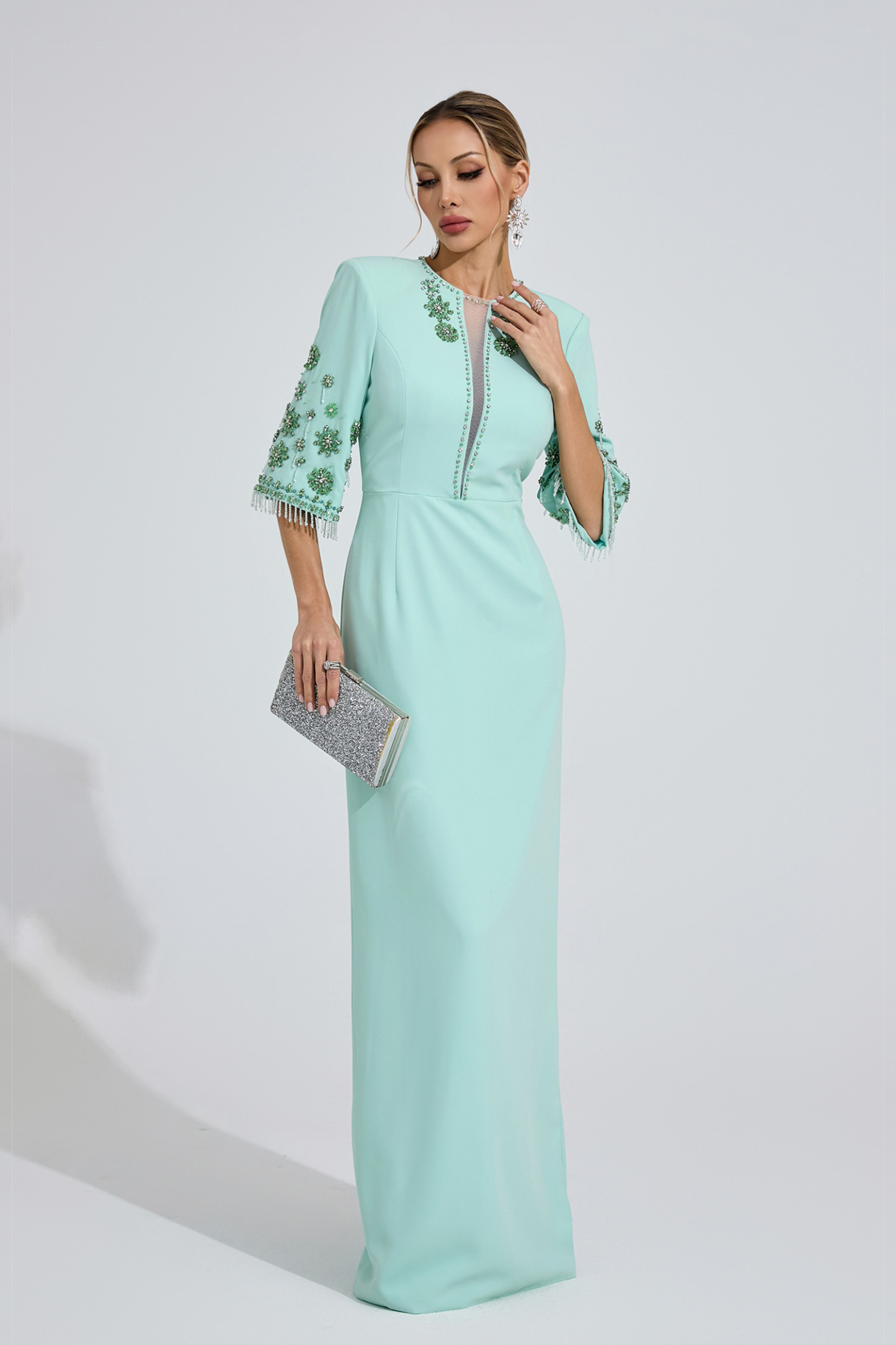 Estuary Mint Green Beaded Maxi Dress
