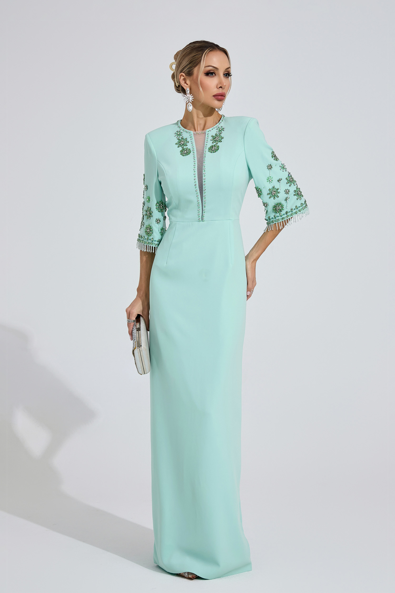 Estuary Mint Green Beaded Maxi Dress