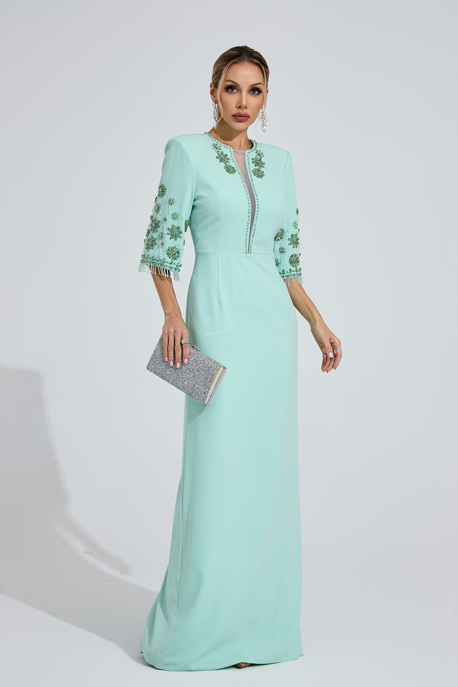 Estuary Mint Green Beaded Maxi Dress