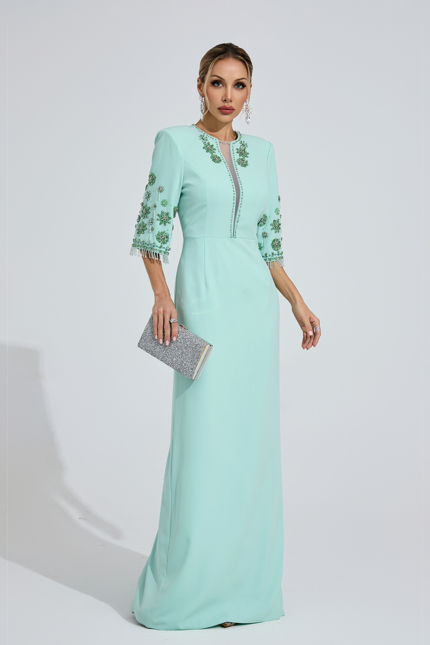 Estuary Mint Green Beaded Maxi Dress