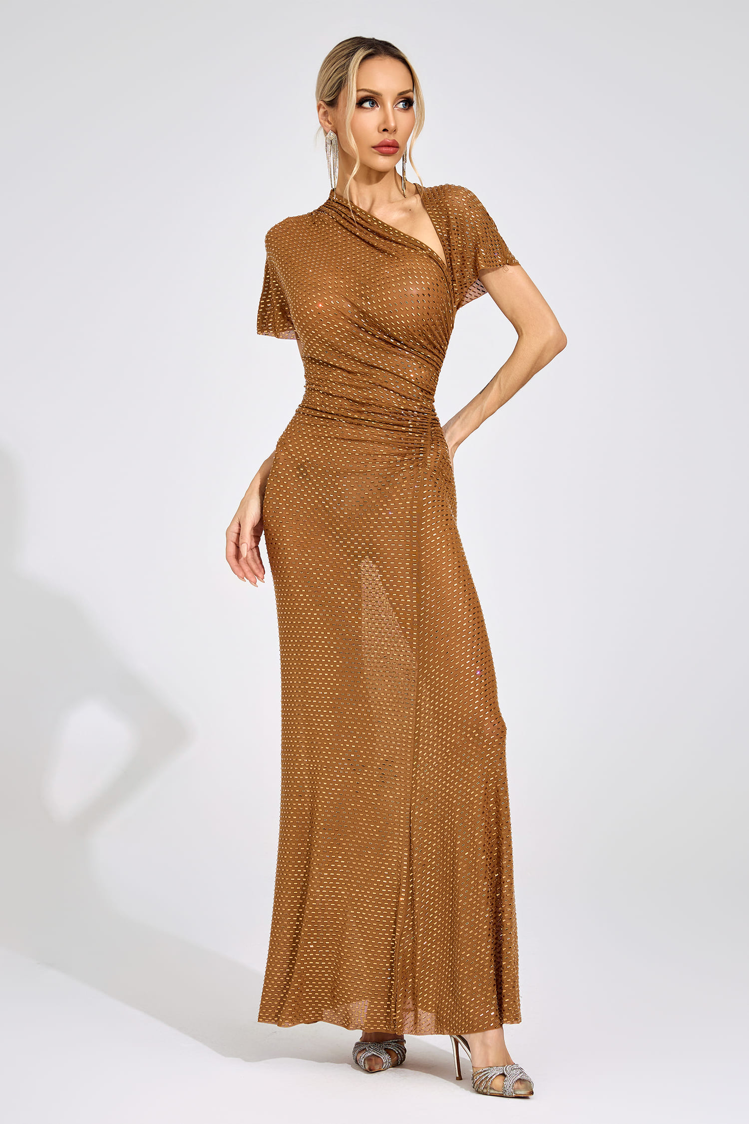 Gertrud Gold Asymmetric Maxi Dress