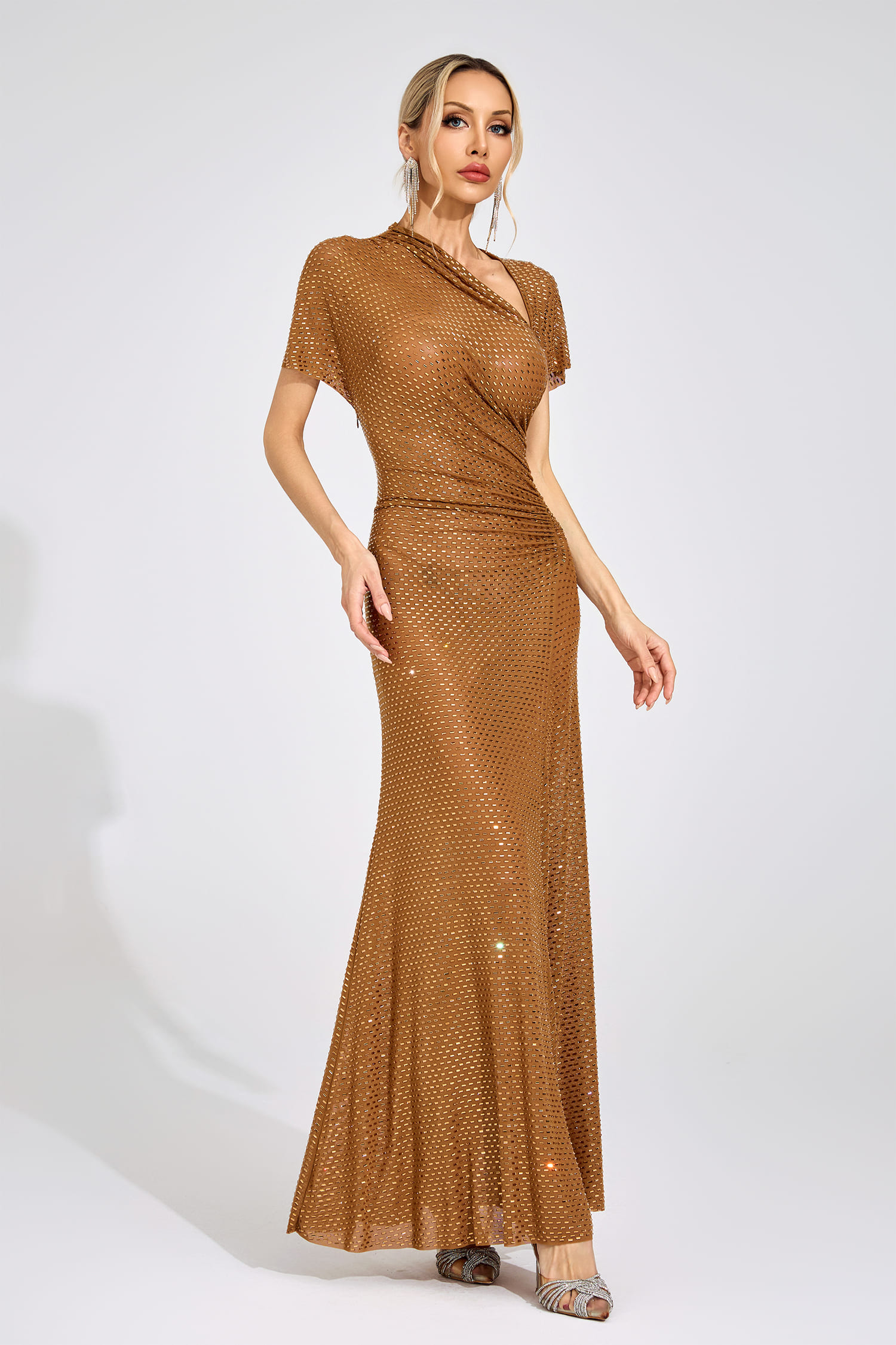 Gertrud Gold Asymmetric Maxi Dress