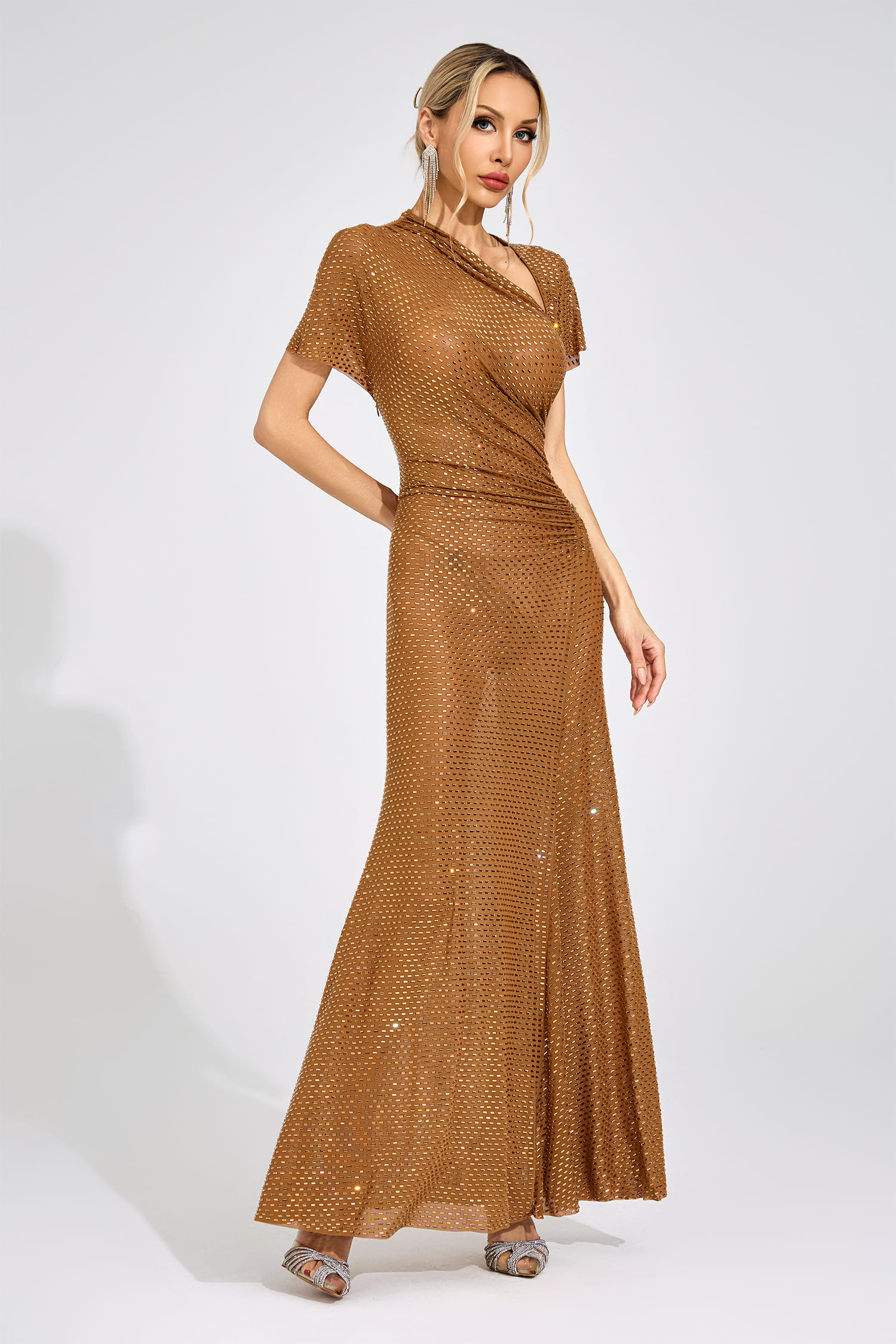 Gertrud Gold Asymmetric Maxi Dress