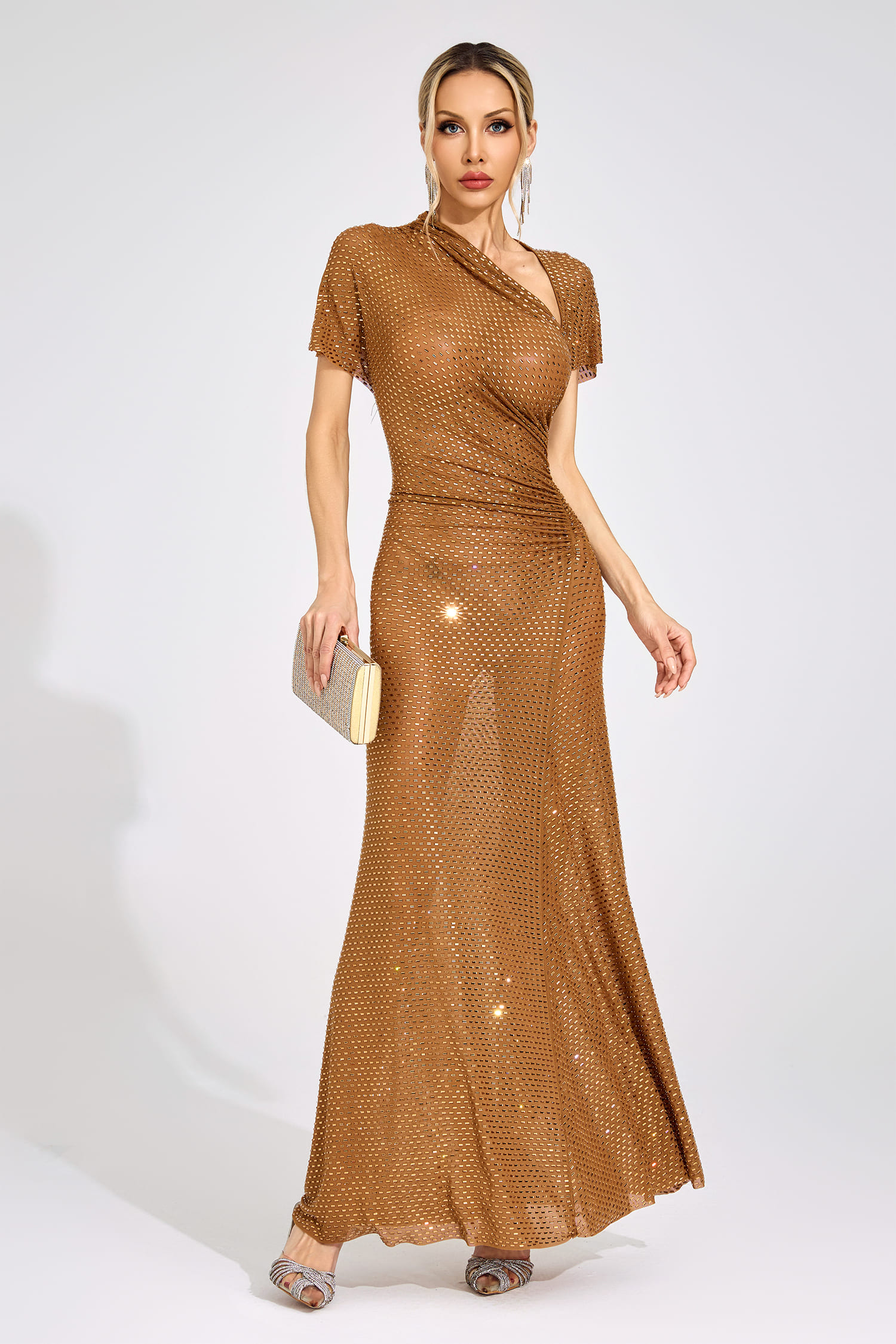 Gertrud Gold Asymmetric Maxi Dress
