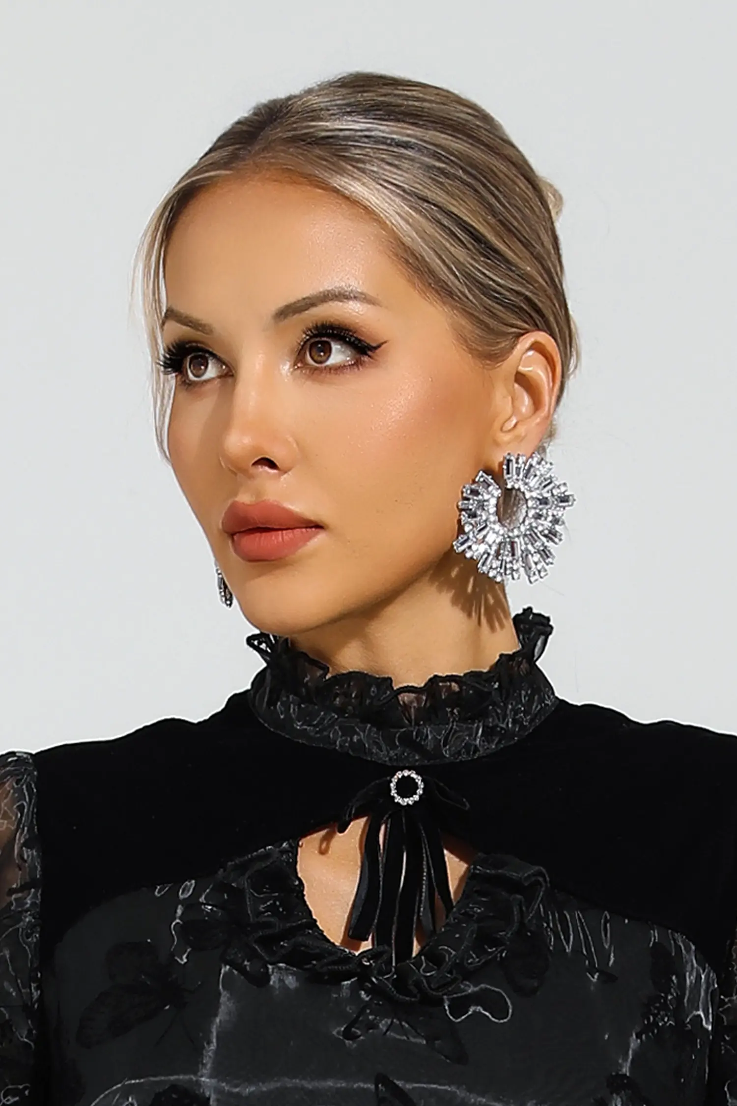 Reynolds Silver Round Diamond Earrings