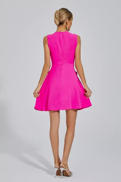 Phalaenopsis Rose Red Sleeveless Mini Dress