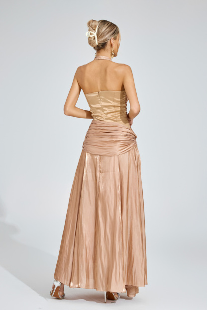 Tyrone Champagne Halter Dress