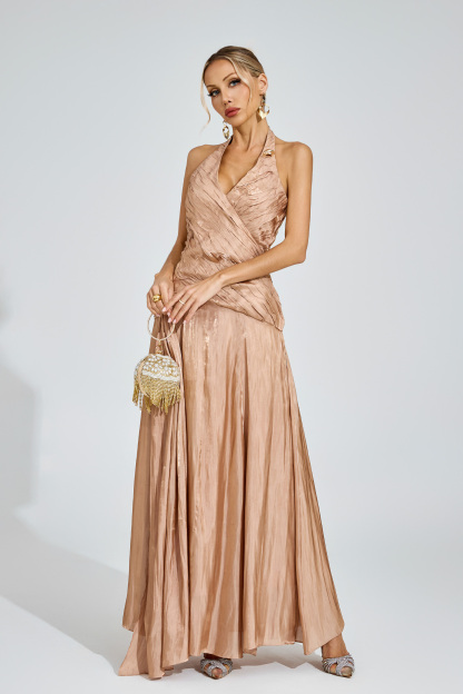 Tyrone Champagne Halter Dress