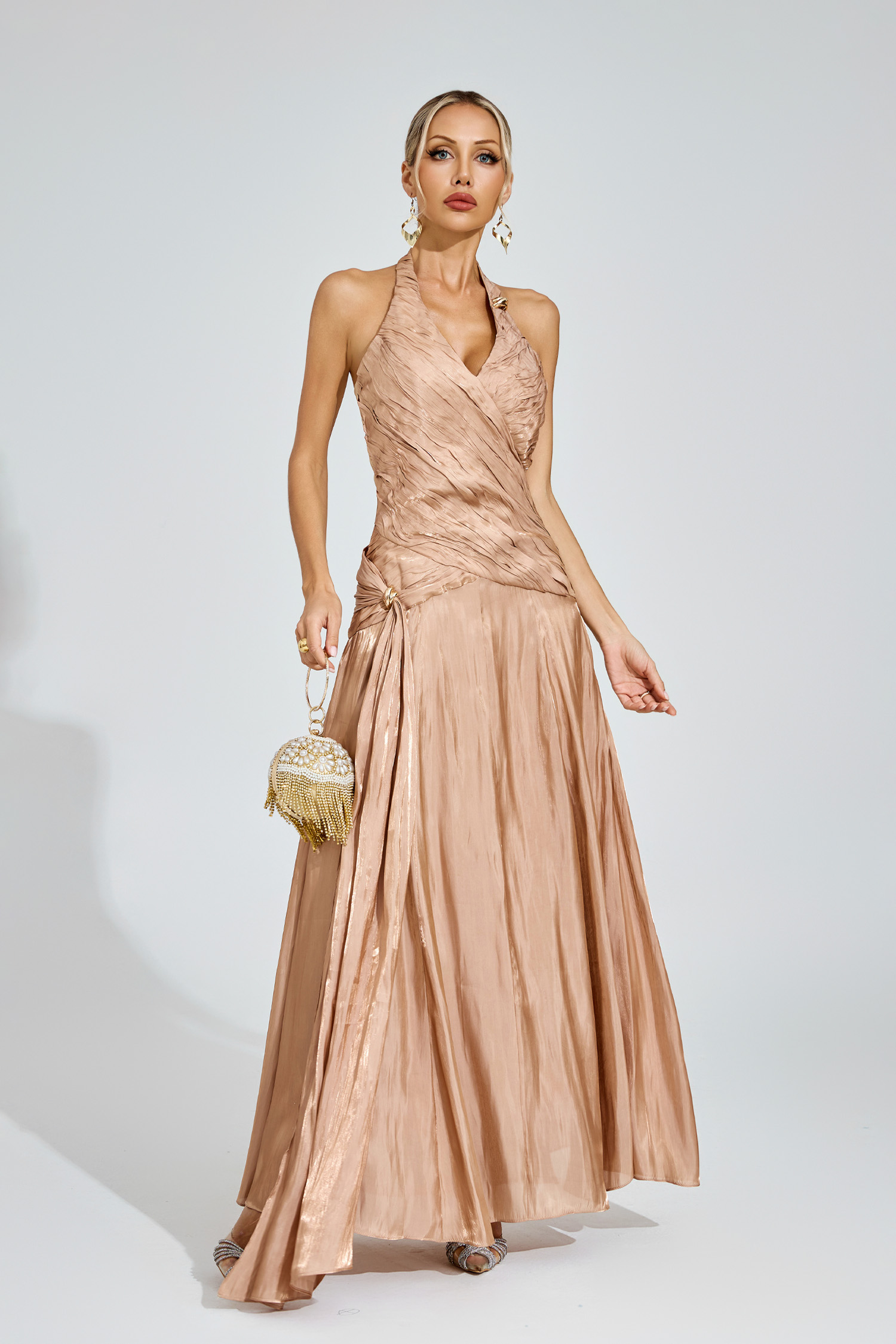 Tyrone Champagne Halter Dress