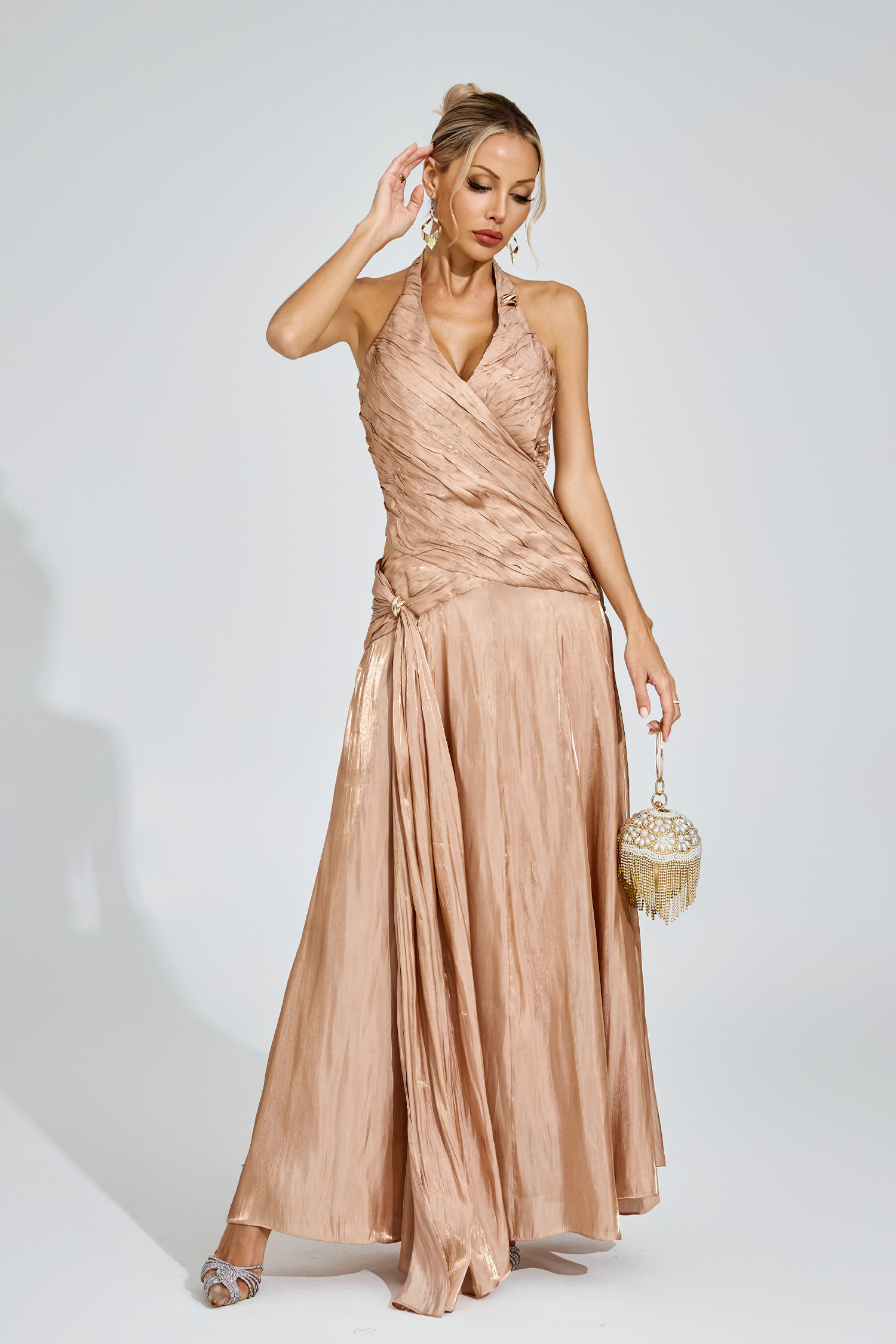 Tyrone Champagne Halter Dress
