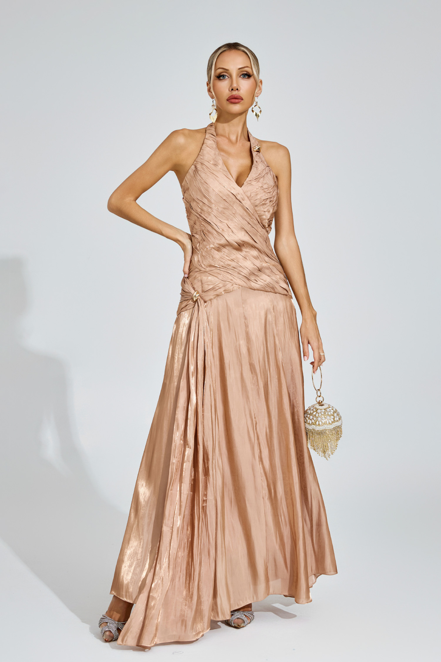 Tyrone Champagne Halter Dress