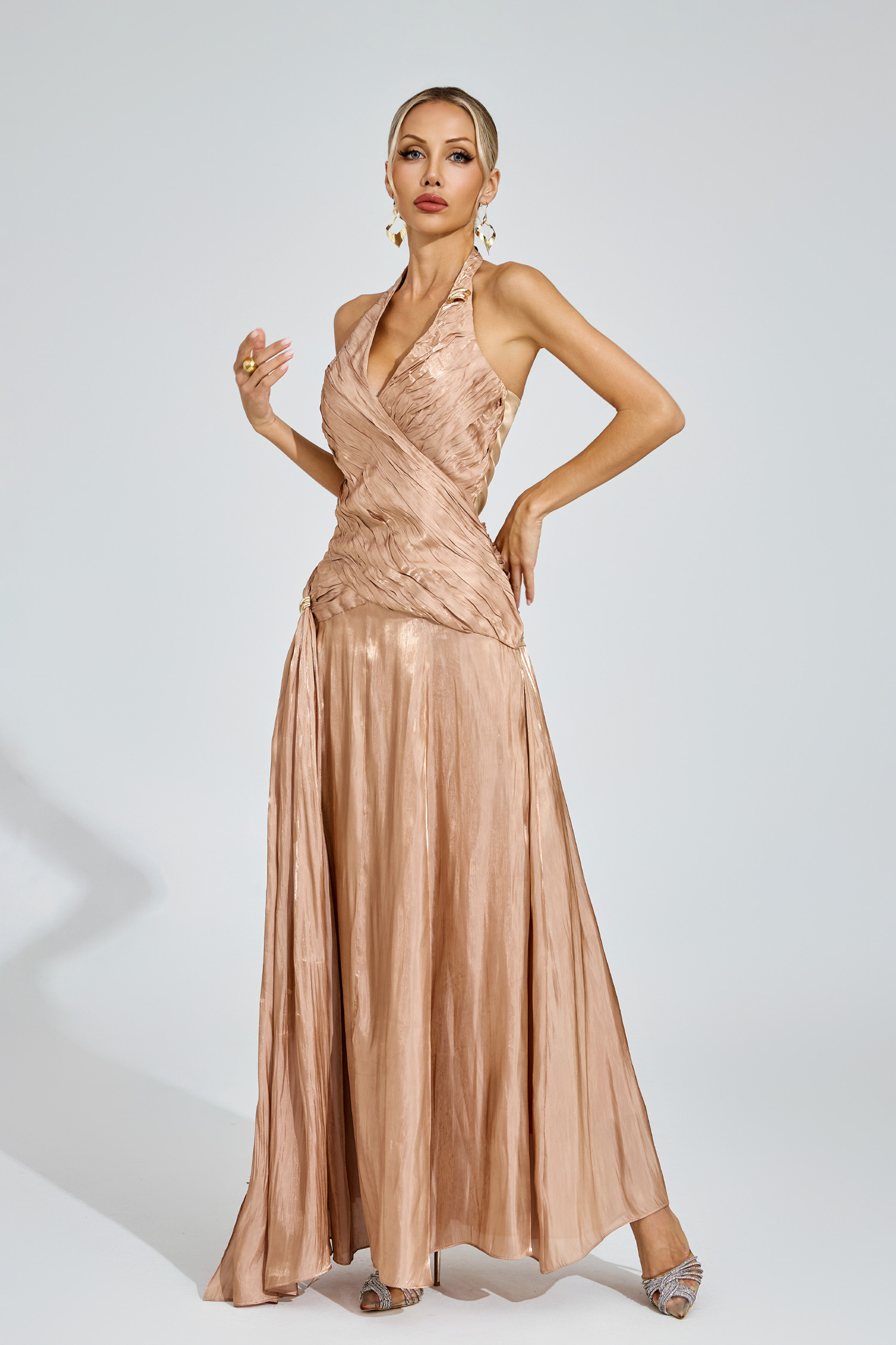 Tyrone Champagne Halter Dress