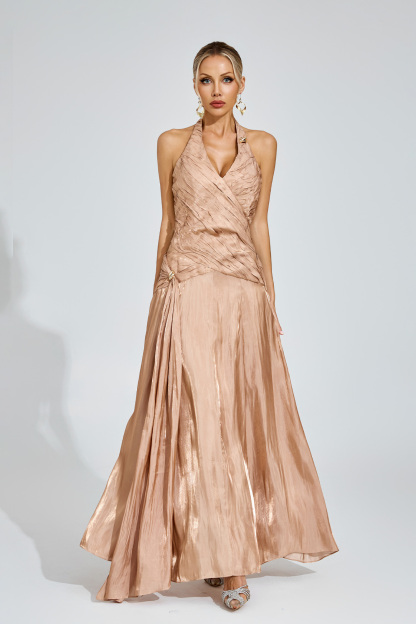 Tyrone Champagne Halter Dress