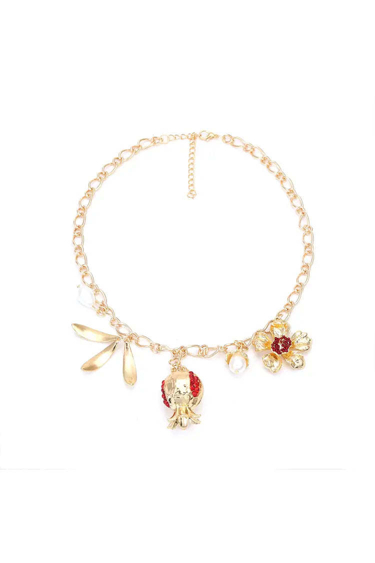 Macadam Pomegranate Flower Necklace