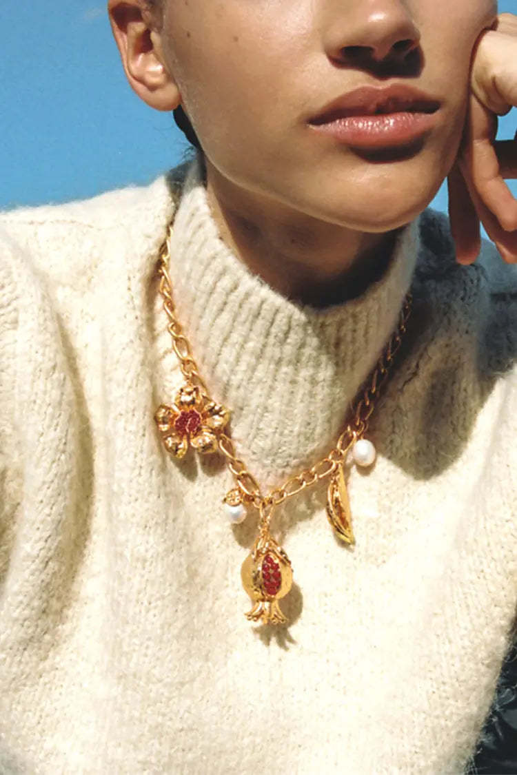 Macadam Pomegranate Flower Necklace