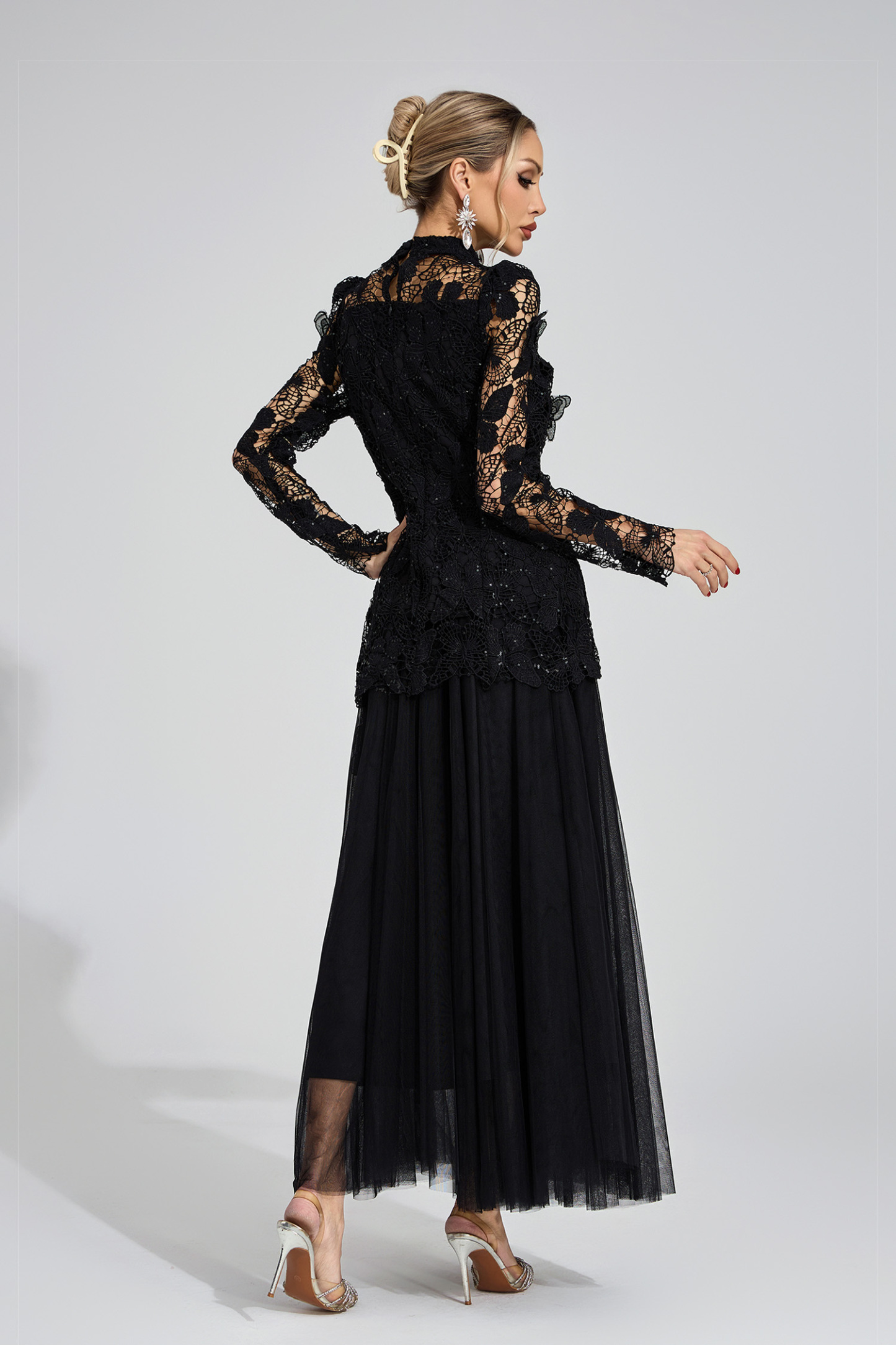 Winter Black Embroidered Two Piece Set