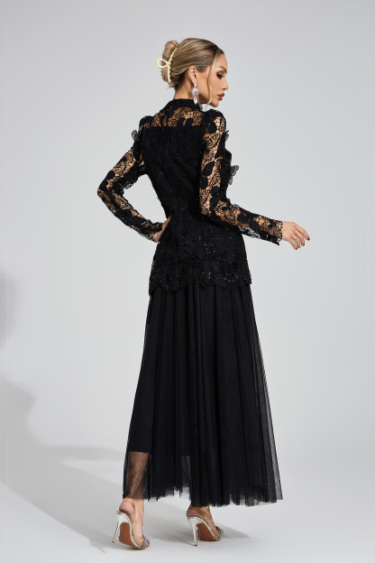 Winter Black Embroidered Two Piece Set