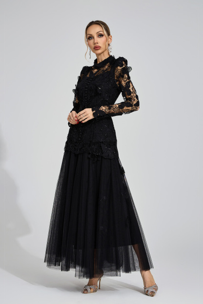 Winter Black Embroidered Two Piece Set