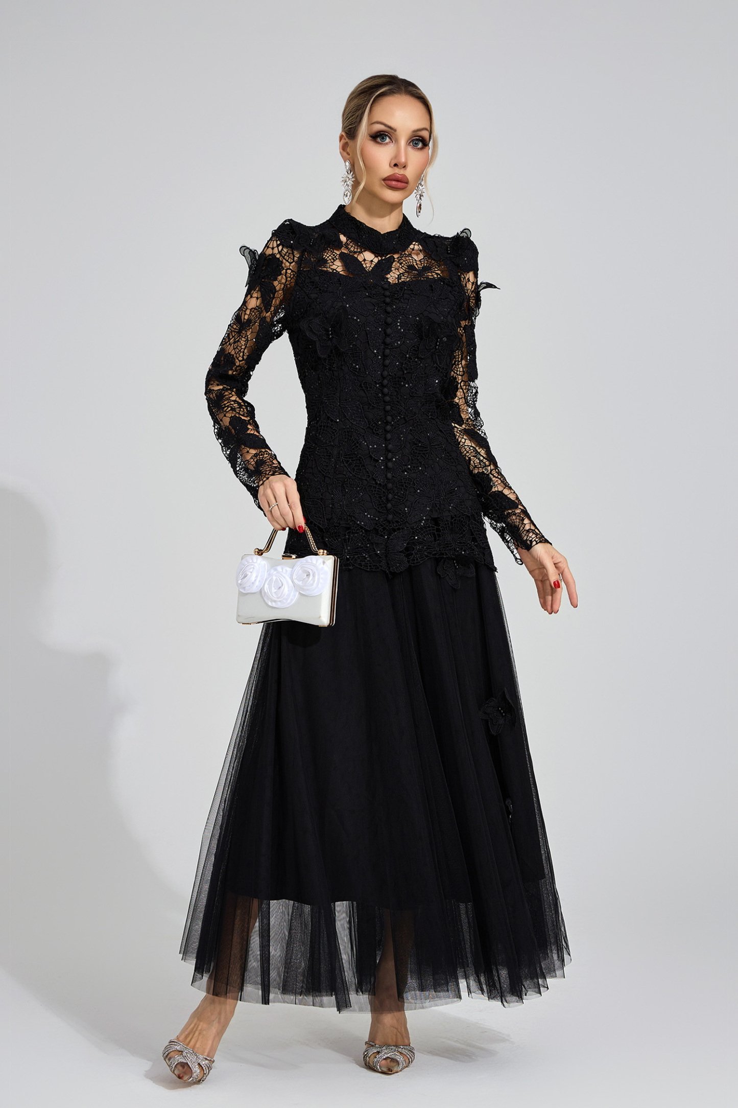 Winter Black Embroidered Two Piece Set