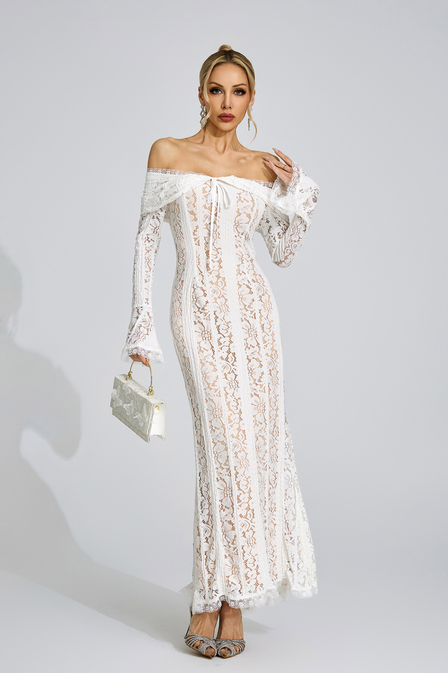 Quinn White Lace Maxi Dress