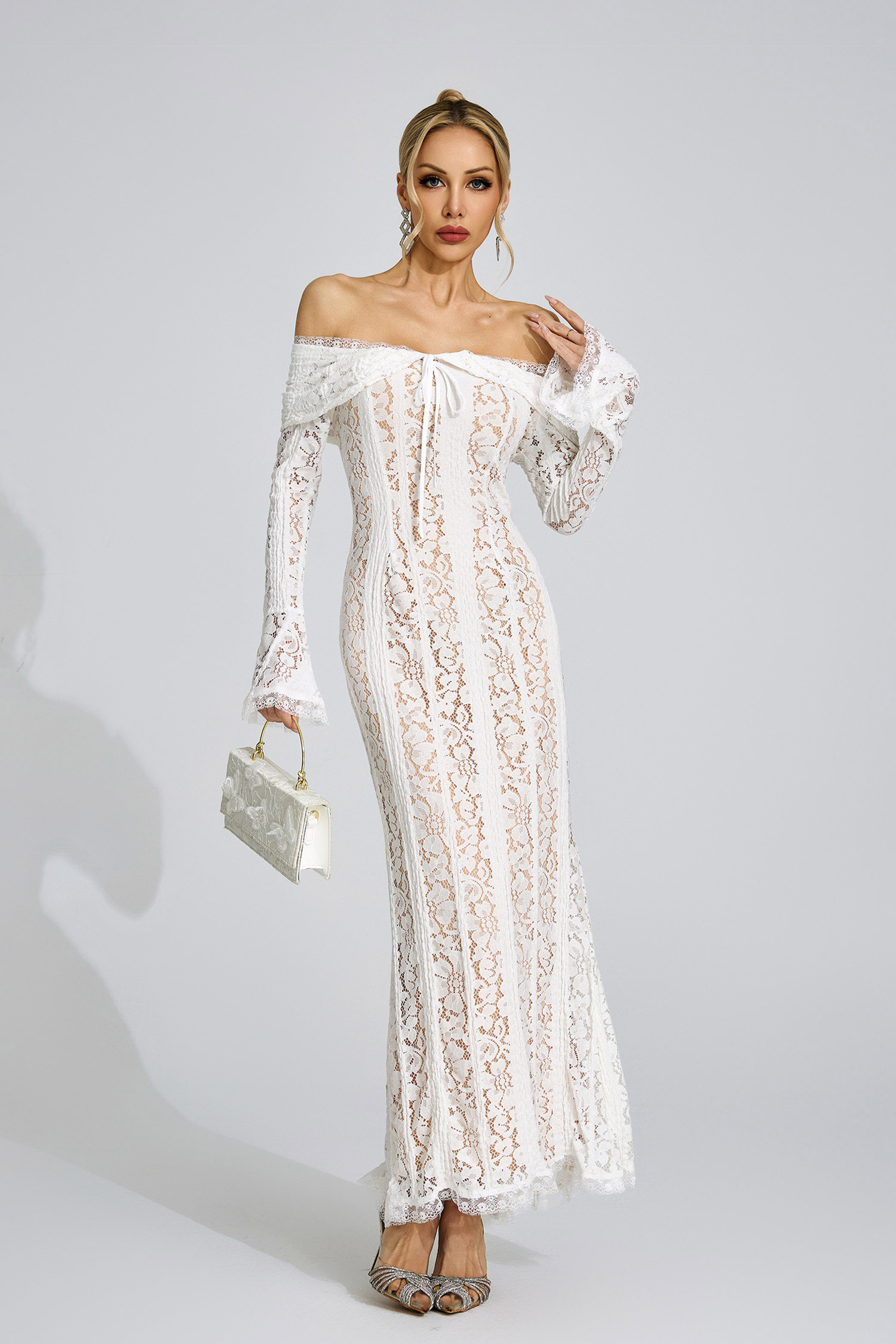 Quinn White Lace Maxi Dress
