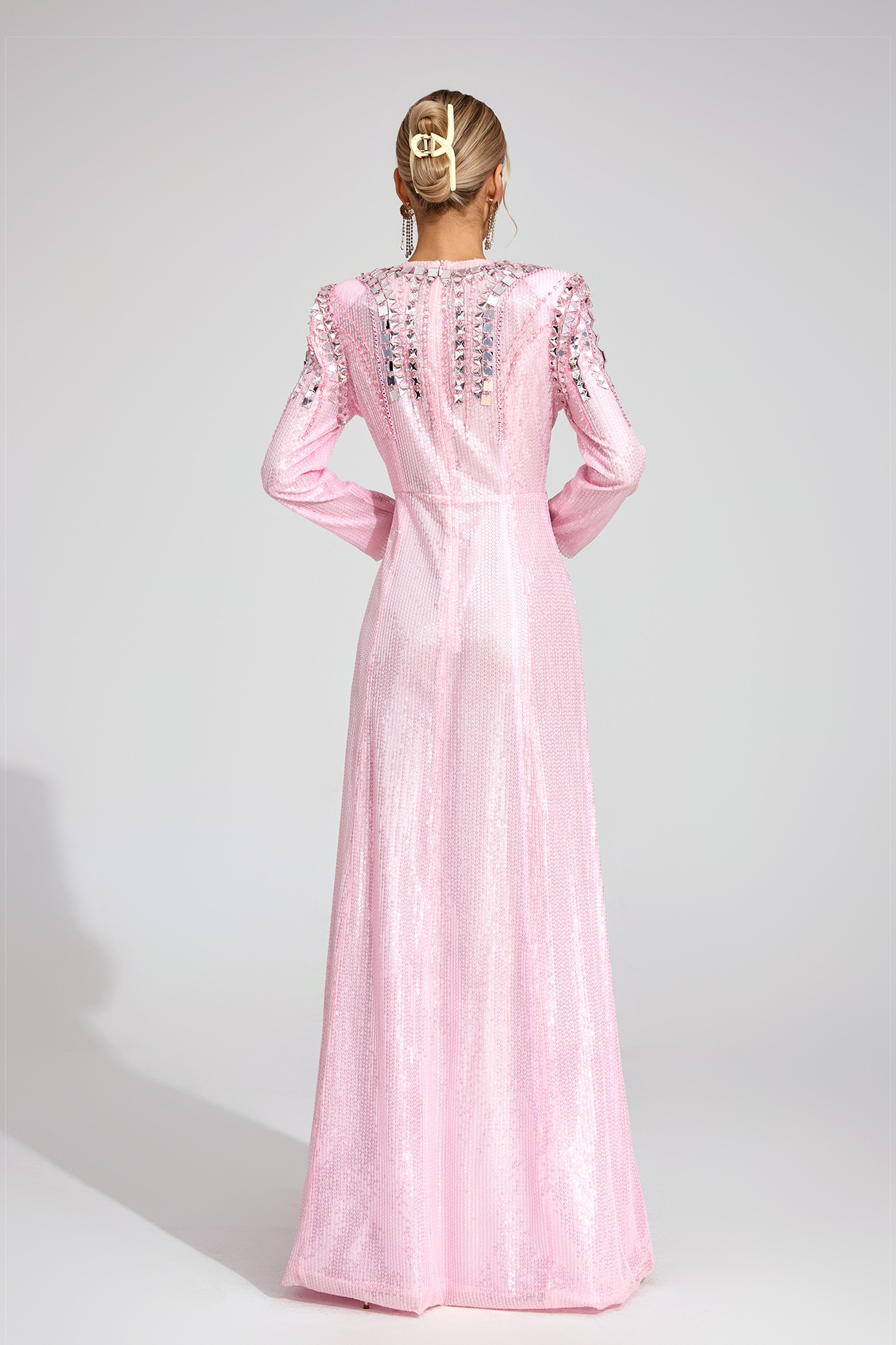 Wick Pink Sequined Maxi Dress
