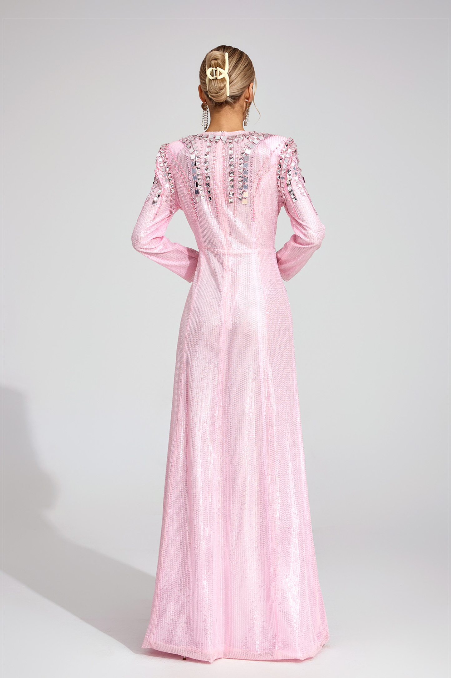 Wick Pink Sequined Maxi Dress