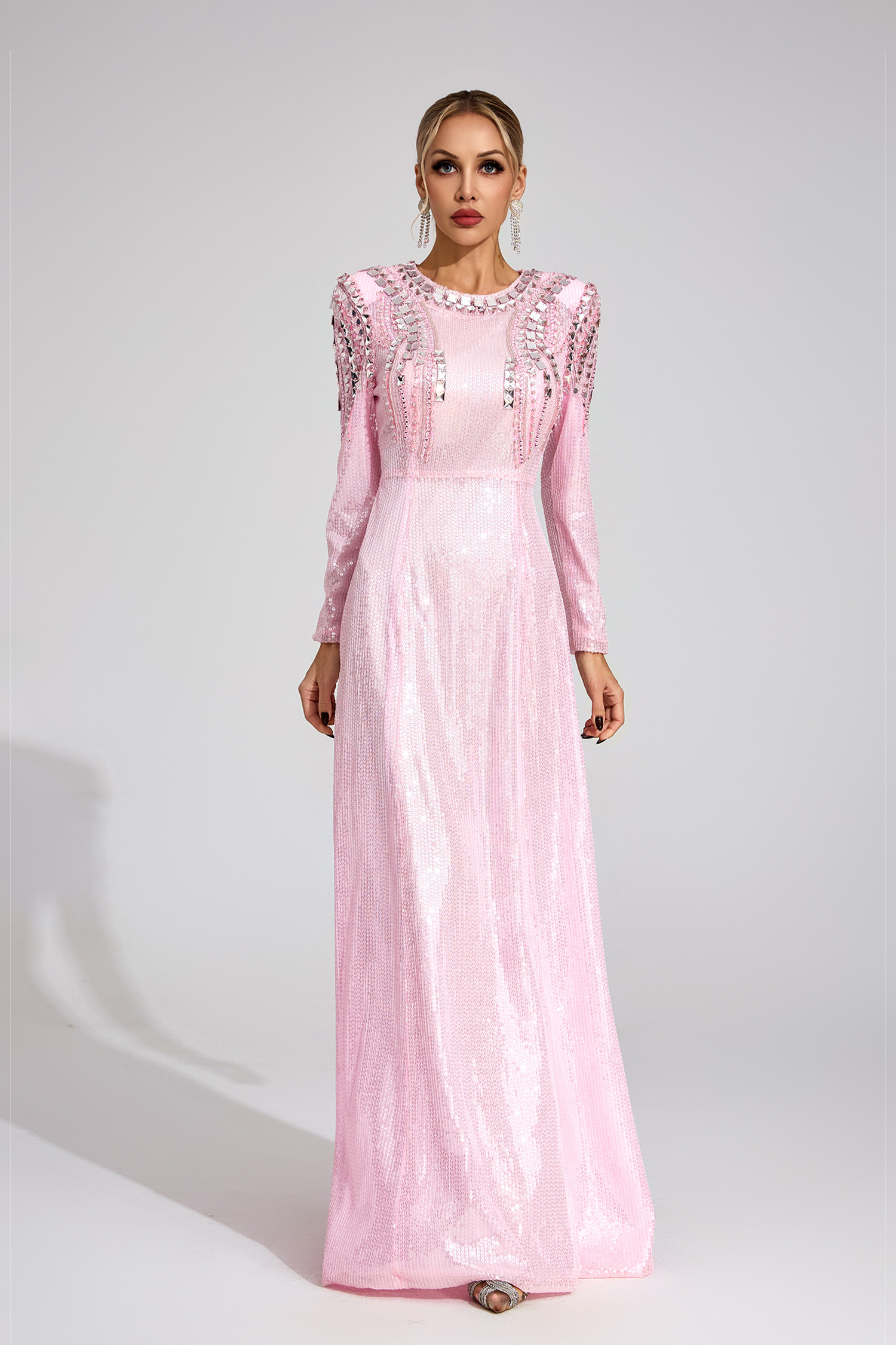 Wick Pink Sequined Maxi Dress