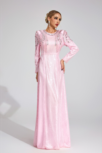 Wick Pink Sequined Maxi Dress