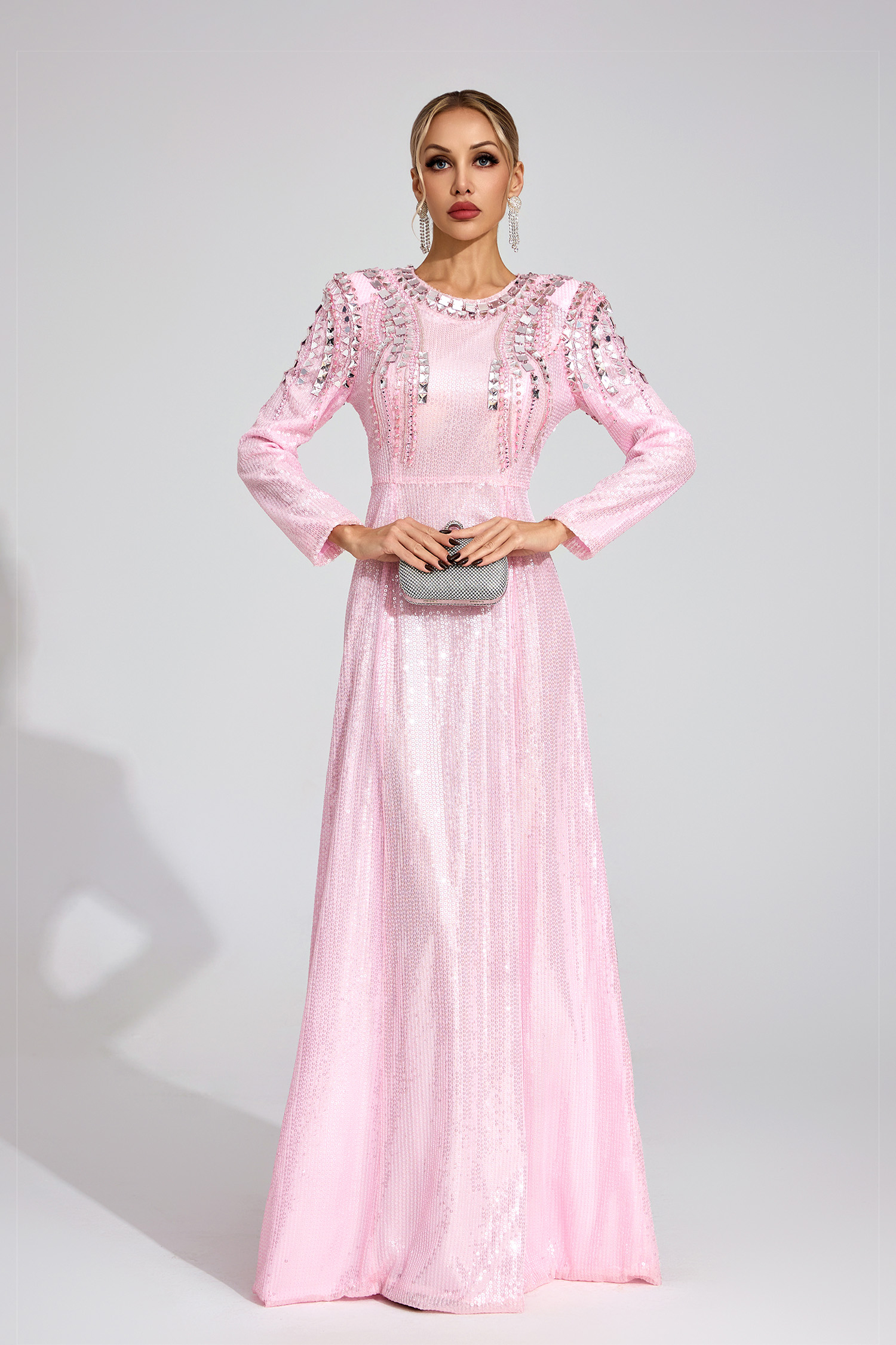 Wick Pink Sequined Maxi Dress