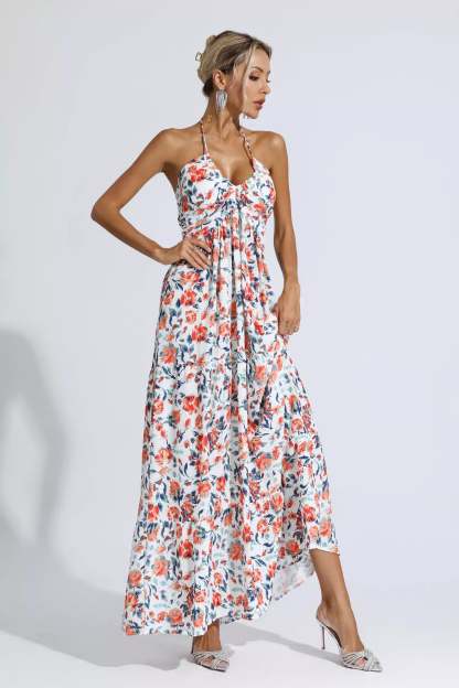 Lewis Orange Floral Printed Maxi Dress