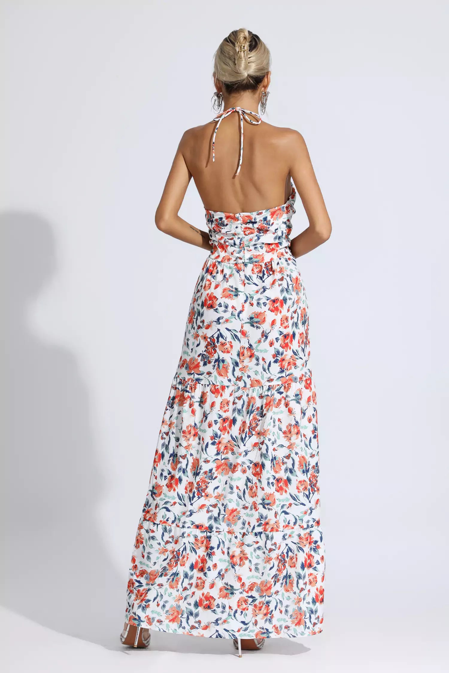 Lewis Orange Floral Printed Maxi Dress