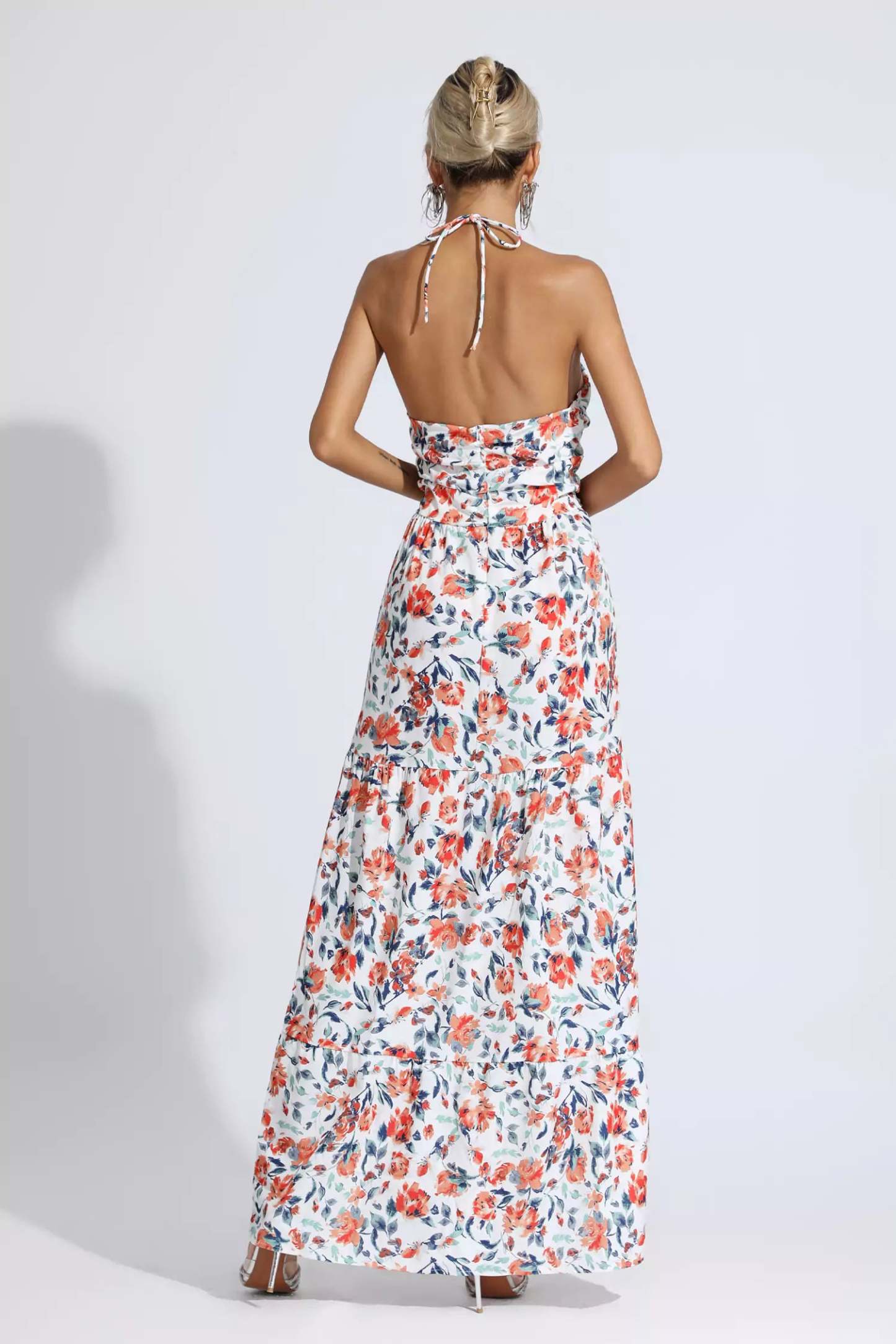 Lewis Orange Floral Printed Maxi Dress