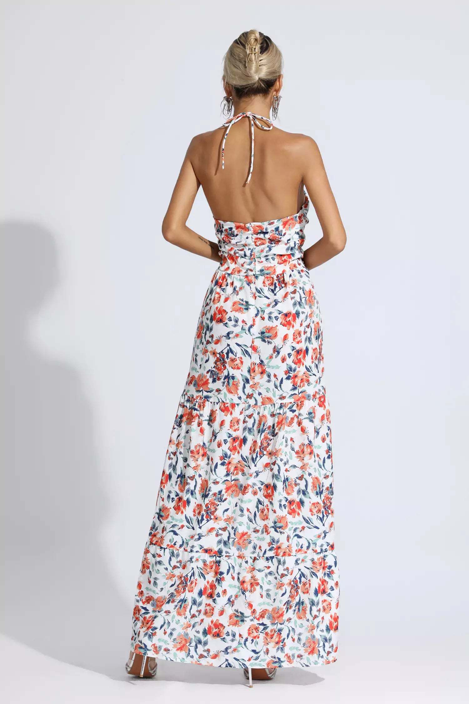 Lewis Orange Floral Printed Maxi Dress