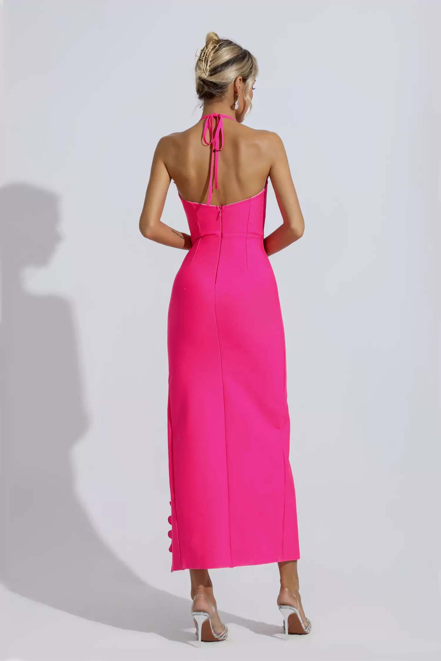 Tim Rose Red Floral Ruched Maxi Dress
