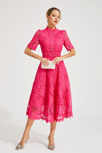 Venus Rose Red Cut Out Midi Dress