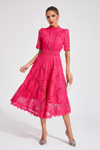 Venus Rose Red Cut Out Midi Dress